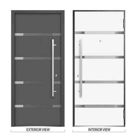 Front Exterior Prehung Glass Steel Door / Deux 1105 Gray - Etsy | Steel ...