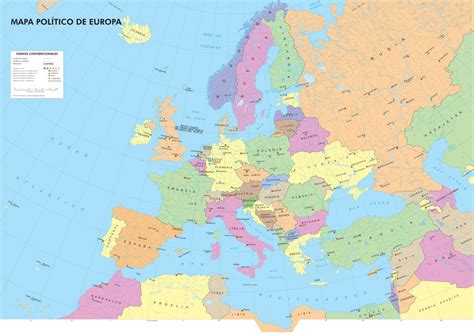 Mapa político de Europa Mapa de países y capitales de Europa ...