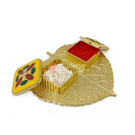 Plastic Kumkum Holder Stone Decorated In Haldi Kumkum Holder