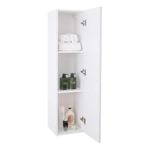 Basicwise Modern Long Bathroom Wall Mounted Cabinet in White QI003551.W ...