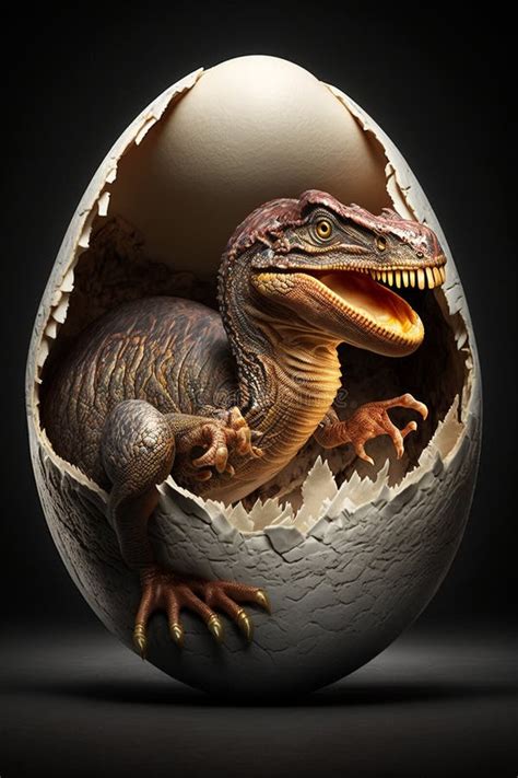 Baby Dinosaur Nesting Out Of An Egg Dinosaur Coming Out Of An Egg