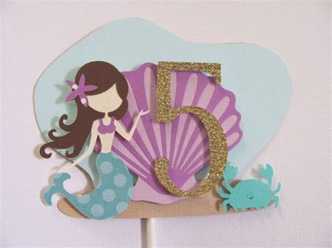 Mermaid Cake Topper Birthday Cake Topper Mermaid Centerpiece Stick Tortas De La Sirenita