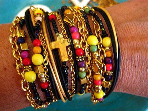 Boho Chic Endless Leather Wrap Beaded Bracelet Multi Media Brights W