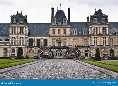 Entrance To The Chateau De Fontainebleau Paris Stock Image Image Of