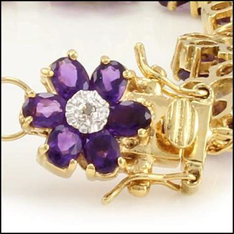 Stunning Womens 18k Yellow Gold Over Sterling Silver 012 Ctw Diamond And 1405 Ctw Amethyst 7