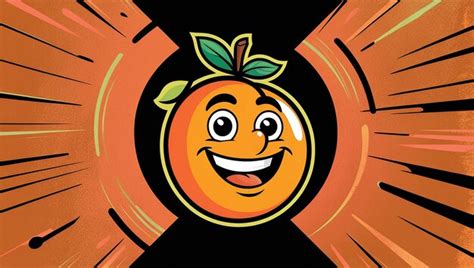 Orange Fruit Cartoon Vector Illustration Mascot With Black Background