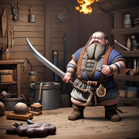 Dwarf Dwarf Creating A Weapon Blacksmith Is Creating A Weapon