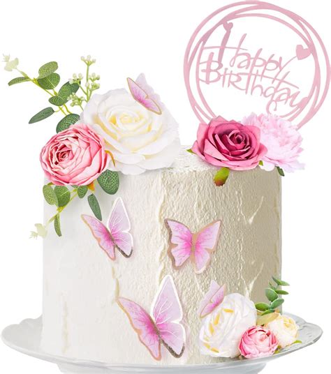 Amazon Pcs Flower Cake Toppers Butterfly Cake Decorations