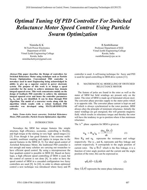 PDF Optimal Tuning Of PID Controller For Switched Reluctance Motor