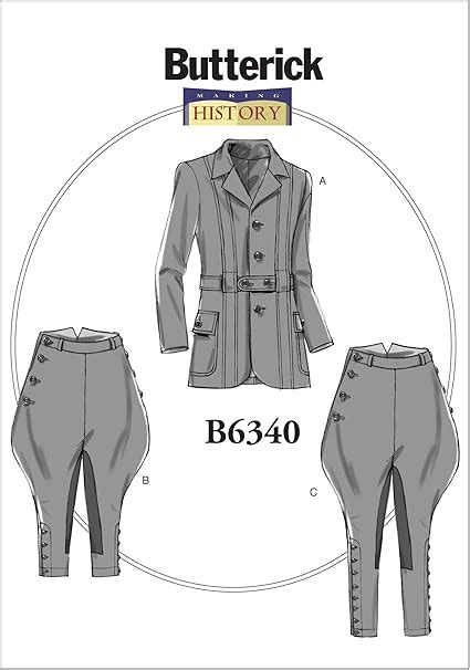 Amazon.com: BUTTERICK PATTERNS B6340 Banded Jacket, Breeches & Jodhpurs, XN (X-Large-XX-Large-3X ...