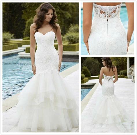 Hot Sale 2016 Lace Wedding Dresses With Backless Mermaid Sweetheart