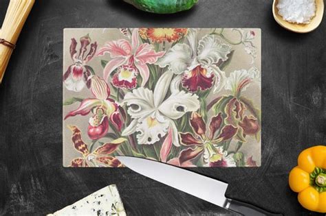 Glazen Snijplank X Bloemen Ernst Haeckel Vintage Orchidee