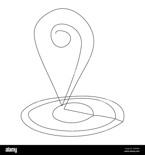 Continuous Single Line Traffic One Line Map Location Pin Art Drawing