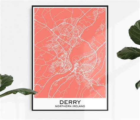 Derry Map Print Map Print Derry City Print Derry Derry | Etsy