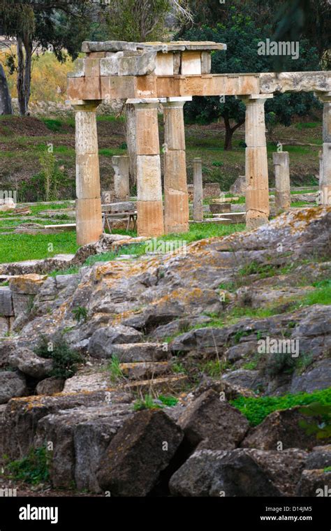 The Ancient Temple Of Artemis In Brauron 30 Km From Athens Stock Photo