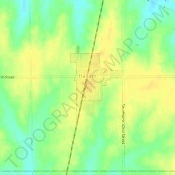 Hallam topographic map, elevation, terrain