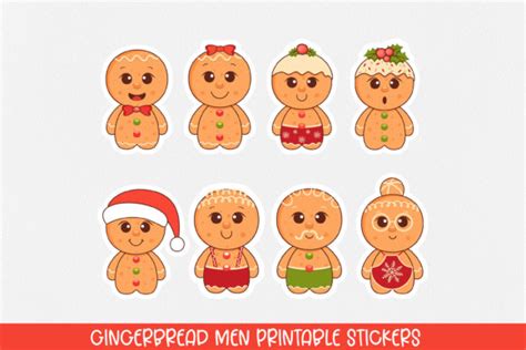 Gingerbread Men Printable Stickers Graphic By Nadinestore · Creative