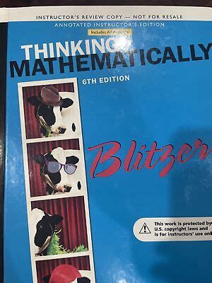 Thinking Mathematically Th Instructors Edition Blitzer Hard Cover