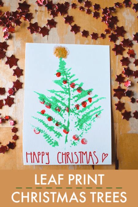 Leaf print Christmas tree craft for forest school - NurtureStore