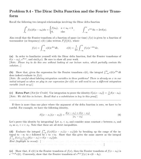 Solved Problem The Dirac Delta Function And The Chegg