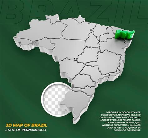 Mapa 3d Del Estado De Pernambuco Brasil Archivo PSD Premium