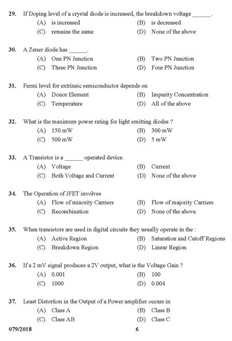 KPSC Junior Instructor Electronic Mechanic Exam 2018 Code 0792018