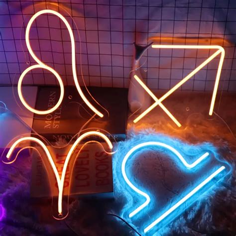 Horoscope Neon Sign Aquarius Led Neon Signs Wall Decor Temu