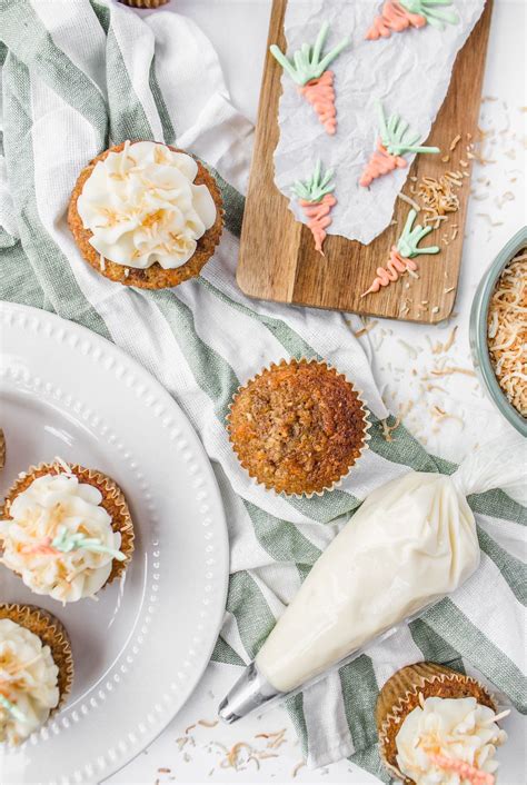 Carrot Cake Cupcakes With A White Chocolate Garnish Flour Floral