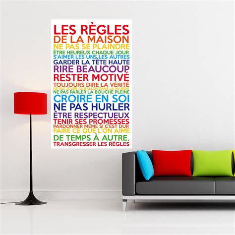 Vinilo Poster Les R Gles De La Maison Multicolore Adhesivos Vinilo