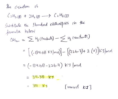 Solved Using The Table Of Standard Formation Enthalpies That You Ll