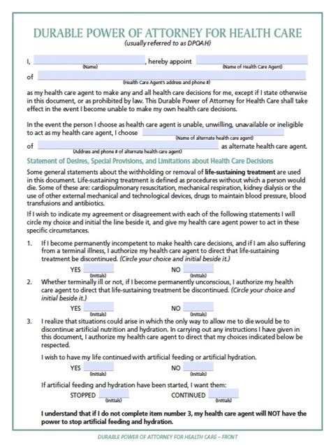 Free New Hampshire Medical Power Of Attorney Form Pdf Template