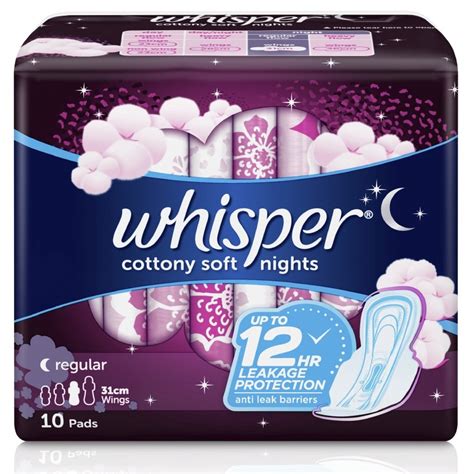 Whisper Cottony Soft Night Clean X Long Overnight 10 Pads Sanitary