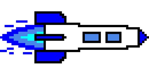 Long Blue Flame Rocket Pixel Art