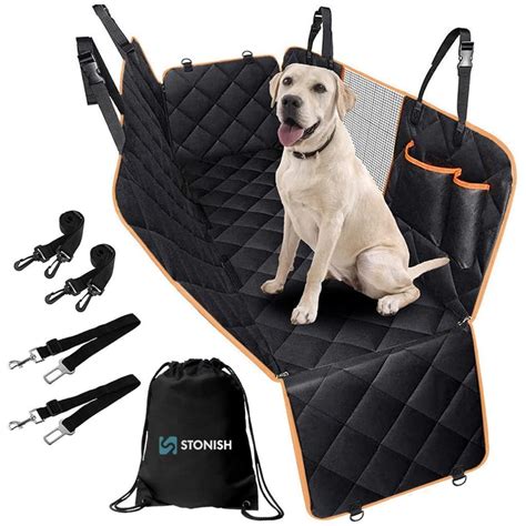 Luxury Dog Car Seat Cover With Zipper Window Mesh Come in 2 Colours Black / Orange Straps Come ...