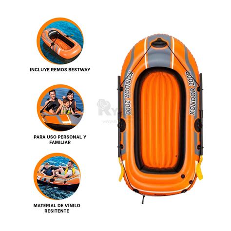 Ripley Bote Inflable Con Remos Bestway Para Uso Familiar Naranja