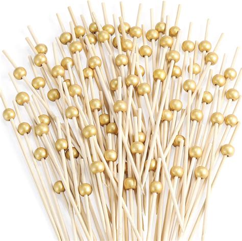 Amazon Gold Pearl Cocktail Picks Bamboo Appetizer Toothpicks 4