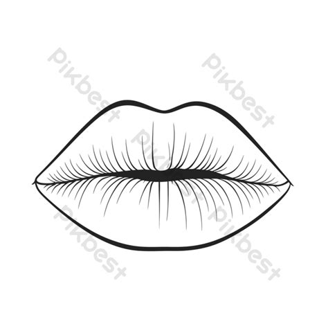 Outline Sketch Long Lip Line Vector Illustration Drawing PNG Images ...