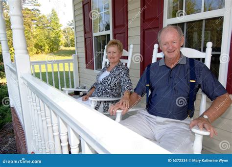 Senior Couple On Front Porch Stock Photo Image Of Boomers Couple