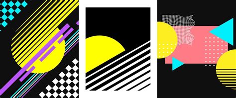 80's posters set. Collection of abstract illustrations in retro style ...