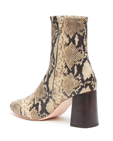 Loeffler Randall Elyse Snake Embossed Leather Slim Booties In Sand