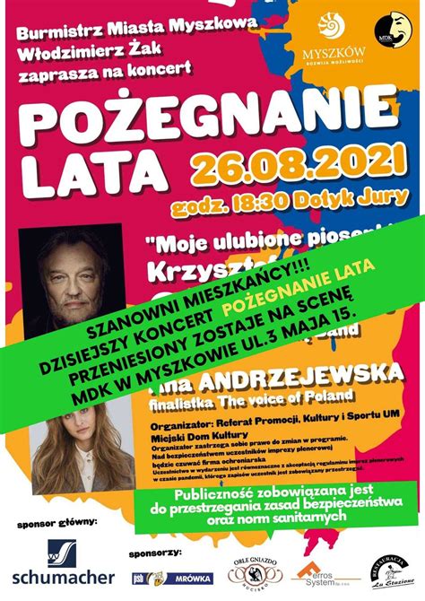 Zmiana Miejsca Koncertu Po Egnanie Lata Miejski Dom Kultury W Myszkowie