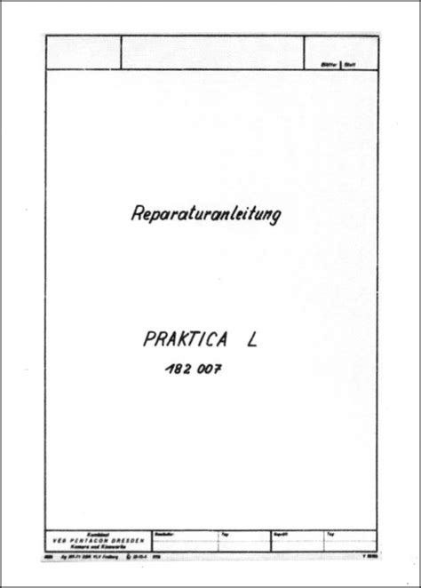 Product Details Praktica L Service Manual East German Cameras