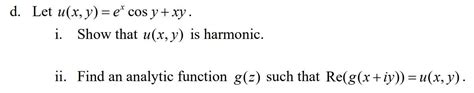 Solved D Let U X Y E Cos Y Xy I Show That U X Y Chegg