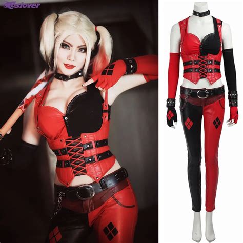 Batman Arkham Asylum Harley Quinn Sexy Costume Carnival Halloween Cosplay Girl Outfit Party