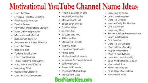 551 Best Motivational Youtube Channel Name Ideas 2024