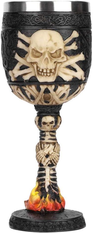 ITODA Copa de cáliz de vino gótico con calavera gótica osario de