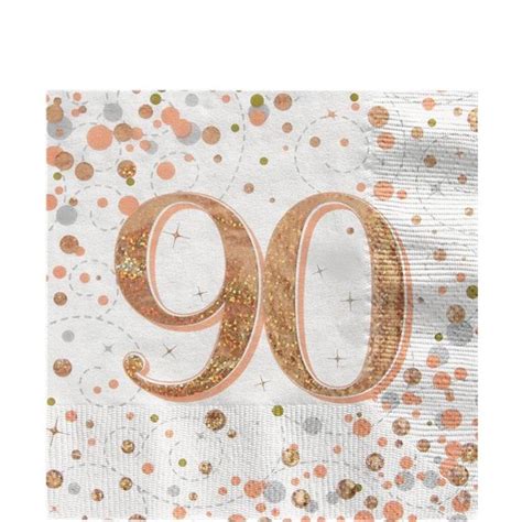 Sparking Fizz Gold Happy 90th Birthday Napkins 33cm 16pk Party