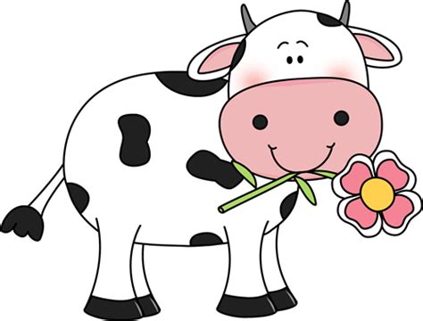 Cow With A Flower In Its Mouth Udderly Adorable Cow Clipart