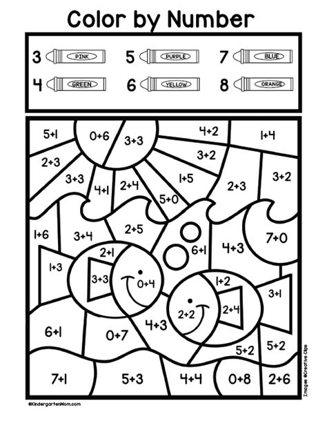 Addition Color By Number Worksheets Kindergarten Mom Worksheets Library