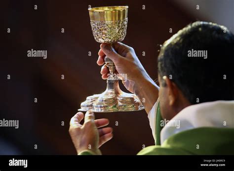 Catholic Mass Eucharist Celebration France Stock Photo Alamy